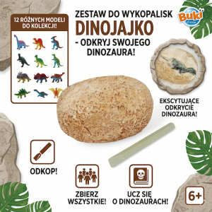 PROMOCJA Gipsowe Jajo Dinozaura - Jajko Niespodzianka z Dinozaurem do Odkrycia - Blind Box - BUKI