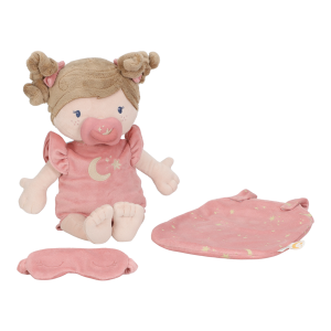 PROMOCJA Rosa Bobas - Lalka w Śpiworku z Magnetycznym Smoczkiem - Miękka Pluszowa Przytulanka 40 cm - Little Dutch