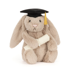 Króliczek Absolwent - Beżowy Pluszowy Królik w Birecie - Maskotka Przytulanka - JellyCat