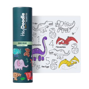 Dinozaury A4 - Mata do Wielokrotnego Kolorowania i 3 Pisaki - HeyDoodle