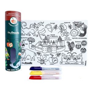 Symbole Polski A4 - Mata do Wielokrotnego Kolorowania i 3 Pisaki - HeyDoodle
