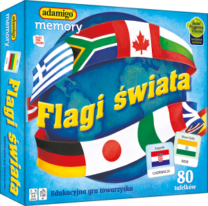 Flagi Świata - Edukacyjna Gra Rodzinna Memory Memo - 40 Flag 80 elementów - Adamigo