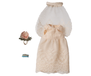 Suknia Ślubna z Dodatkami dla Myszki - Ślub Myszek - Myszka Mama - Wedding Dress - Maileg