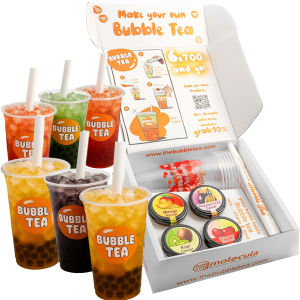 Molecula | Grab&Go – 6x700ml – Bubble Tea Set – Perlen: Kiwi und Passionsfrucht + Sirup: Kirsche und Mango