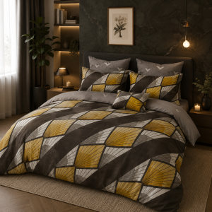 Szara nowoczesna dwustronna pościel Art Deco 200x220