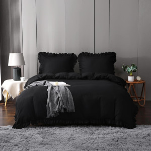 Elegancka pościel glamour w falbanki czarna 160x200