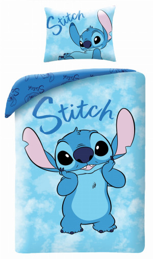 Pościel bawełniana 140x200 Lilo i Stitch Młodzieżowa niebieska