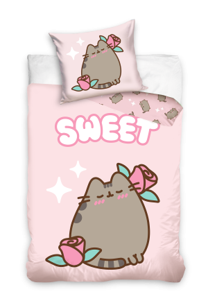 Pościel Bawełniana 140x200 Pusheen So Sweet Róża