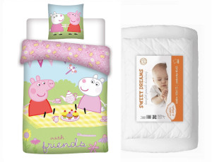 Komplet do łóżeczka 100x135 Kołdra + Pościel Peppa Świnka Bajka