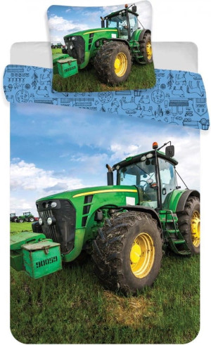 Pościel niemowlęca 100x135 Traktor zielony Bawełna