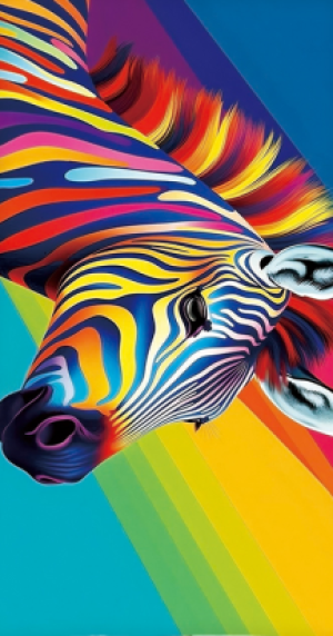 Ręcznik Plażowy Kąpielowy XXL 100x180 SUMMER Zebra Tęczowa Kolorowa