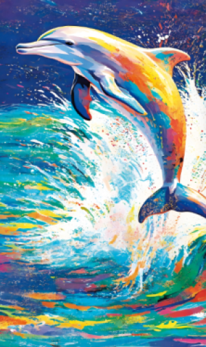 Ręcznik Plażowy Kąpielowy 70x140 SUMMER Delfin tęczowy