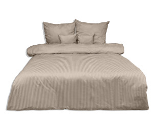 Posciel z Adamaszku 220x200 paski 1 cm Beżowa