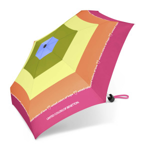 Parasol Benetton kieszonkowy Ultra Mini Paski Kolorowe flatrainbow text