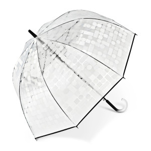 Parasol Pierre Cardin Biało Czarny Przezroczysty Long AC Domeshape Transparence 3D