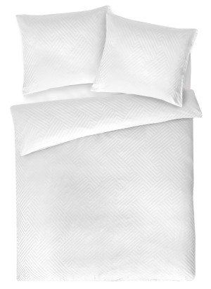 Posciel z Adamaszku 160x200 Geometryczna paski 1 cm biała