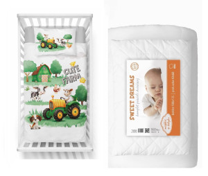 Komplet do łóżeczka 90x120 Kołdra + Pościel Traktorek Farma