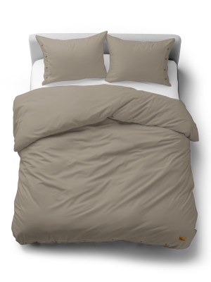 Pościel Bawełniana 160x200 Gładka z ozdobnym guzikiem Premium beżowa taupe