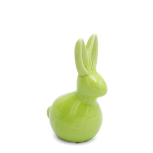 Figurka wielkanocna 9x6x14 zielona zajączek z glinki ceramicznej