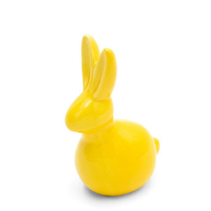 Figurka wielkanocna 9x6x14 żółta zajączek z glinki ceramicznej