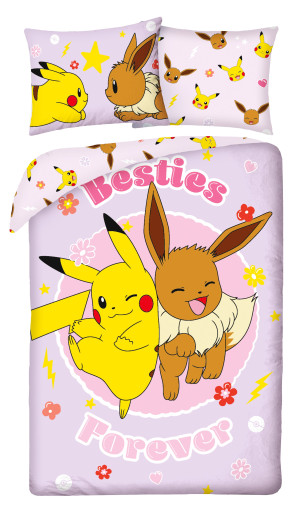 Pościel Młodzieżowa 140x200 Pokemony Pikaczu różowy Oryginalna licencja Mikrofibra