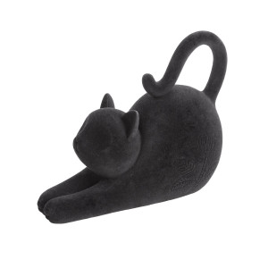 Figurka z żywicy i kamionki Kot 23 x 10 x 17 cm czarna