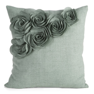 Poszewka Dekoracyjna 45x45 Flores Kwiaty zielona
