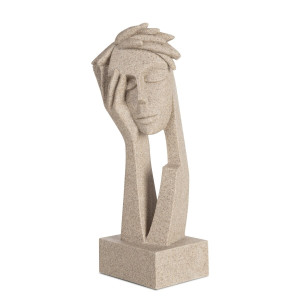 Figurka z żywicy i kamionki Postać 11 x 9 x 28 cm beżowa