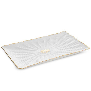 Patera Dekoracyjna GAYA 26 x 17 x 2cm kremowy + złoty