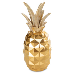 Figurka z żywicy poliestrowej Ananas 10 x 10 x 25 cm złota