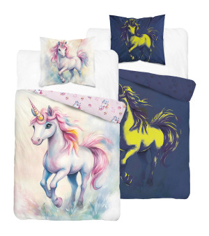 Pościel Świecąca w ciemności 140x200 Jednorożec Unicorn