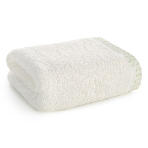 Ręcznik 50x90 Elora kremowy w listki Premium bawełna 500g