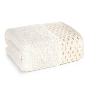 Ręcznik 70x140 Luiza kremowy / złoty Premium bawełna 500g