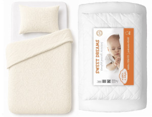 Komplet Niemowlęcy 100x135 Pościel Muślinowa kremowa + Kołderka 100x135 BAWEŁNA Premium