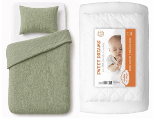 Komplet Niemowlęcy 90x120 Pościel Muślinowa miętowa + Kołderka 90x120 BAWEŁNA Premium