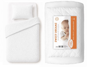 Komplet Niemowlęcy 90x120 Pościel Muślinowa biała + Kołderka 90x120 BAWEŁNA Premium