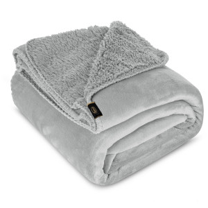 Koc 170x210 Tedy Sherpa dwustronny srebrny
