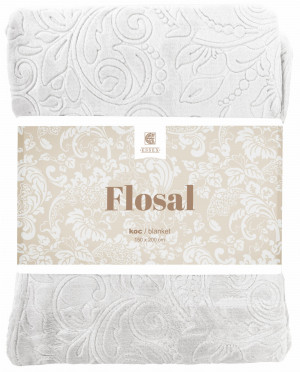 Koc floral jasny szary 150x200
