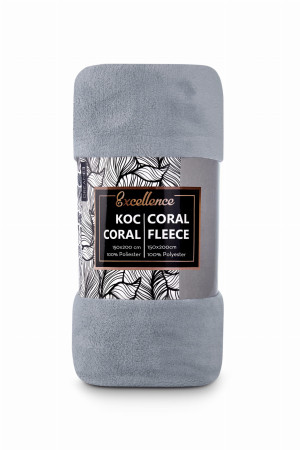 Koc szary 150x200 puszysta tkanina Coral miękki przyjemny w dotyku