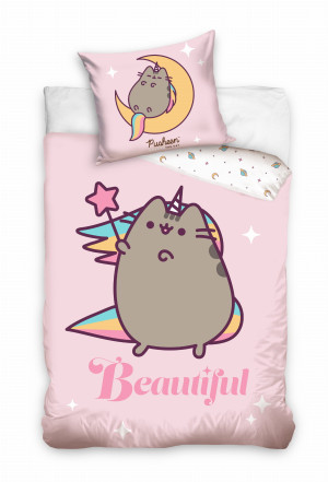 Pościel Bawełniana 140x200 Pusheen Jednorożec Różowa