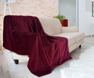 Koc Mikrofibra 150x200 DIAMOND miękki puszysty Bordowy