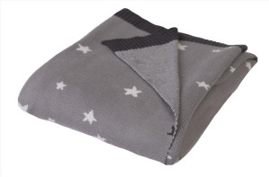 Kocyk Bambusowy 80x100 PATTERN Szary w Gwiazdki