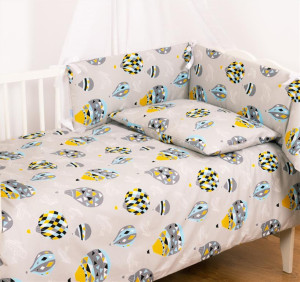 Komplet Pościeli Bawełnianej 3 Częściowej 100x135 TRENDY Żółta w Balony