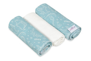 Pielucha MUSLIN DESIGN 3pak 70x80 Niebieska W Dinozaury