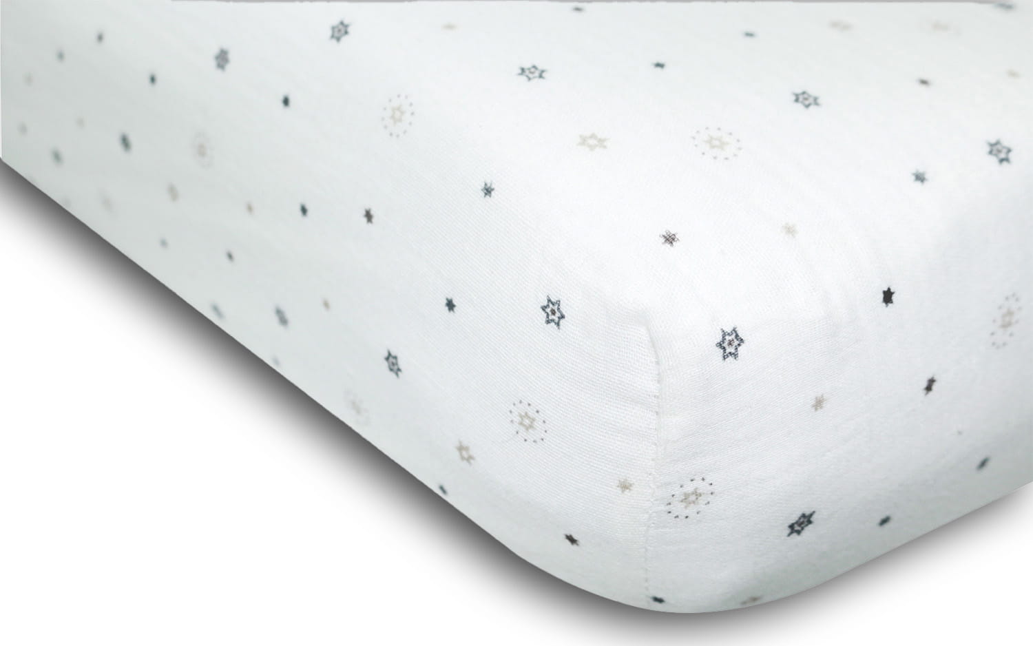 Prześcieradło MUSLIN DESIGN Z Gumą 60x120x10 Białe W Gwiazdki