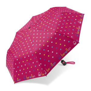 Parasol Benetton składany z pokrowcem Mini Automatycznie otwierany Kropki Kolorowe na różu Signature Dot virtual pink