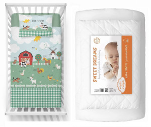 Komplet do łóżeczka 90x120 Kołdra + Pościel Traktorek Farma