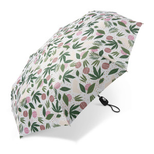 Parasol Happy Rain składany z pokrowcem Automatycznie otwierany Easymatic Light Tropicale white Tropikalne Liście
