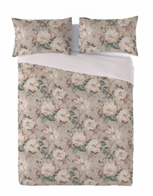 Pościel Lniana LINEN Druk 220x200 Róże 04