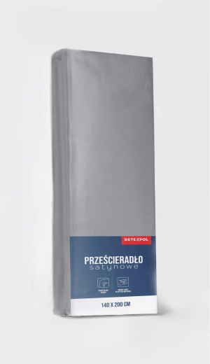 Prześcieradło Satynowe z gumką 140x200 Mikrowłókno szare